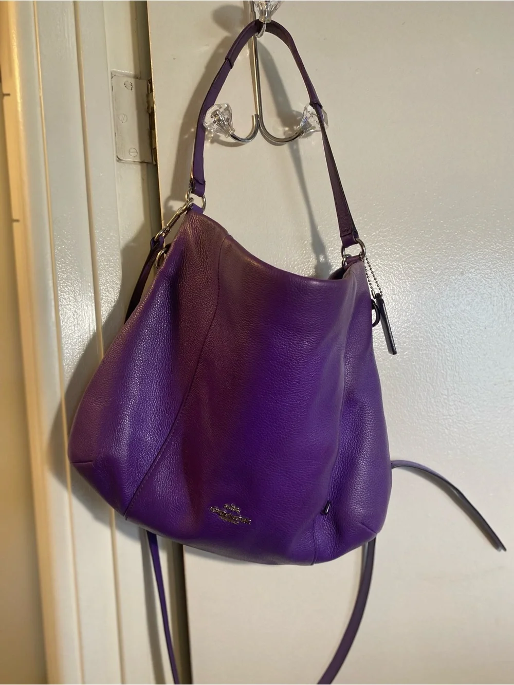 Coach Purple Pebbled Leather Hobo Shoulder Bag